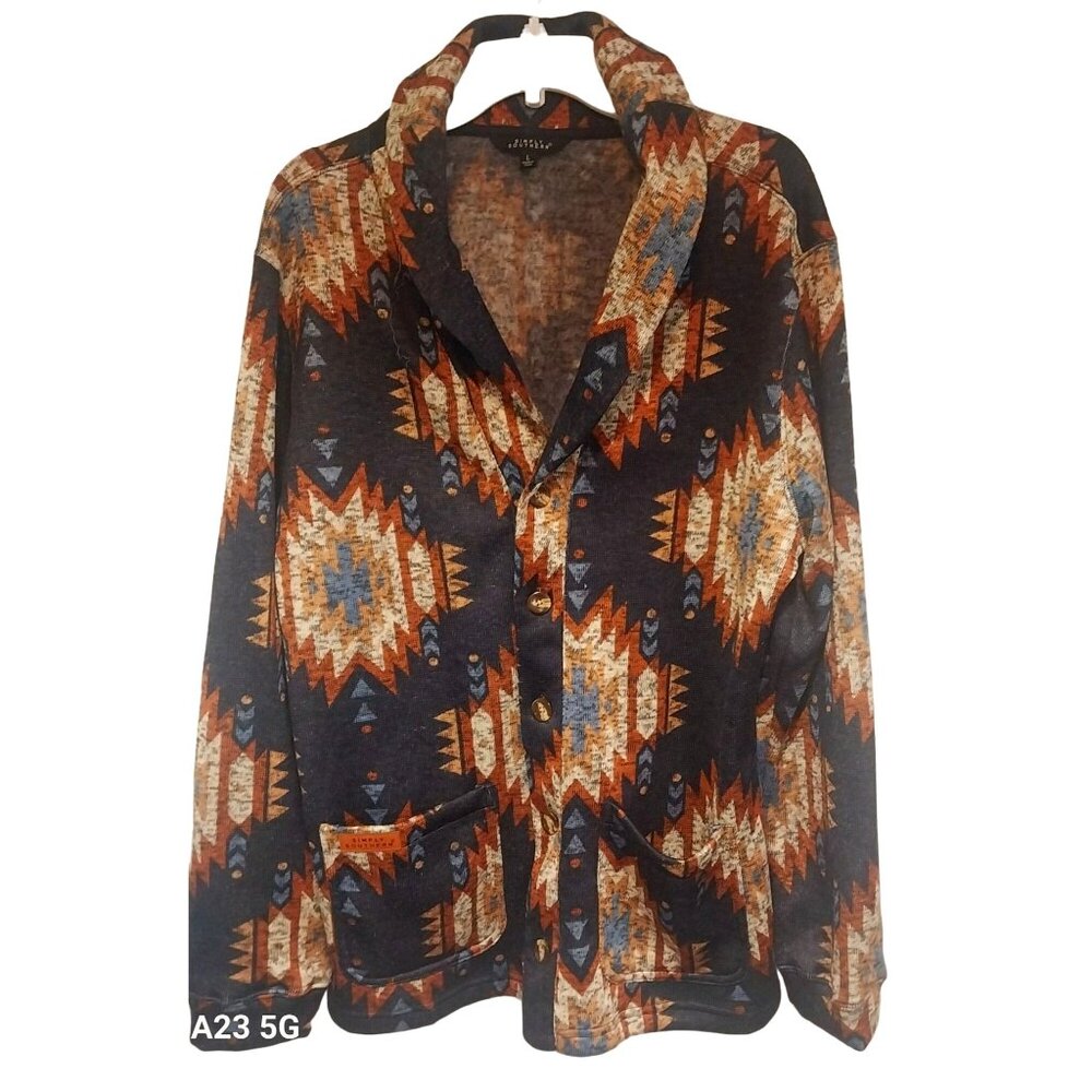 Southwest Geometric Print Button Down Blazer Jacket By Simply Southern